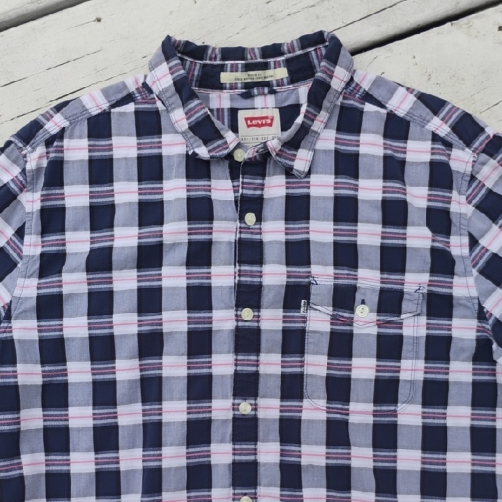 Levi's Blue and White Casual Button Down Shirt